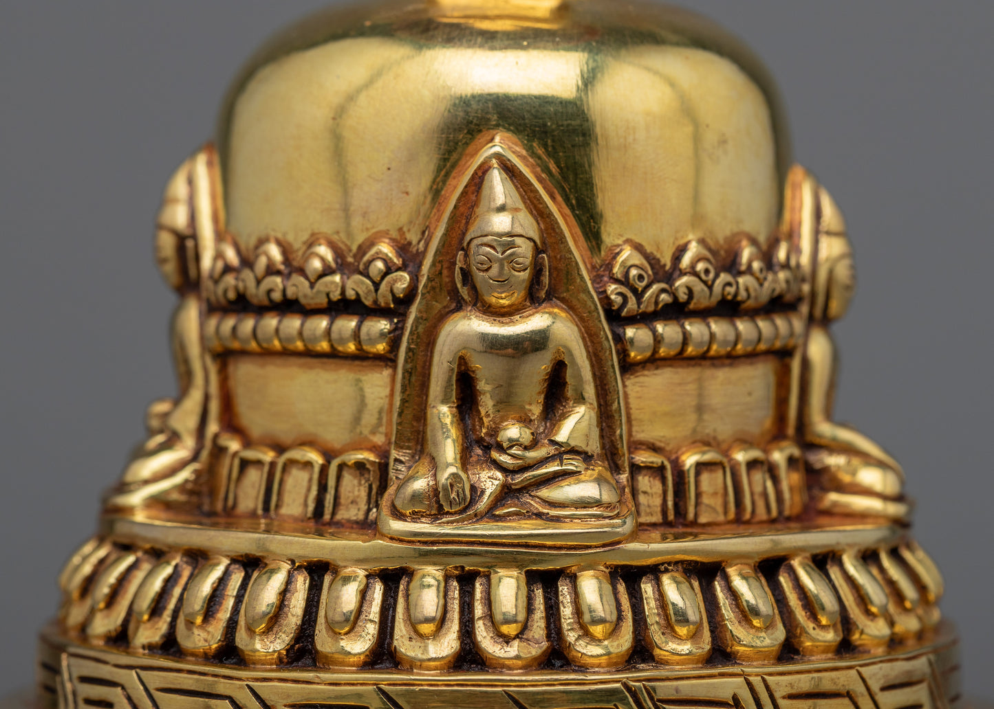 Handcrafted Copper Stupa with 24k Gold Plating | Exquisite Spiritual Décor for Meditation and Prayer