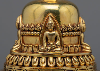 Handcrafted Copper Stupa with 24k Gold Plating | Exquisite Spiritual Décor for Meditation and Prayer