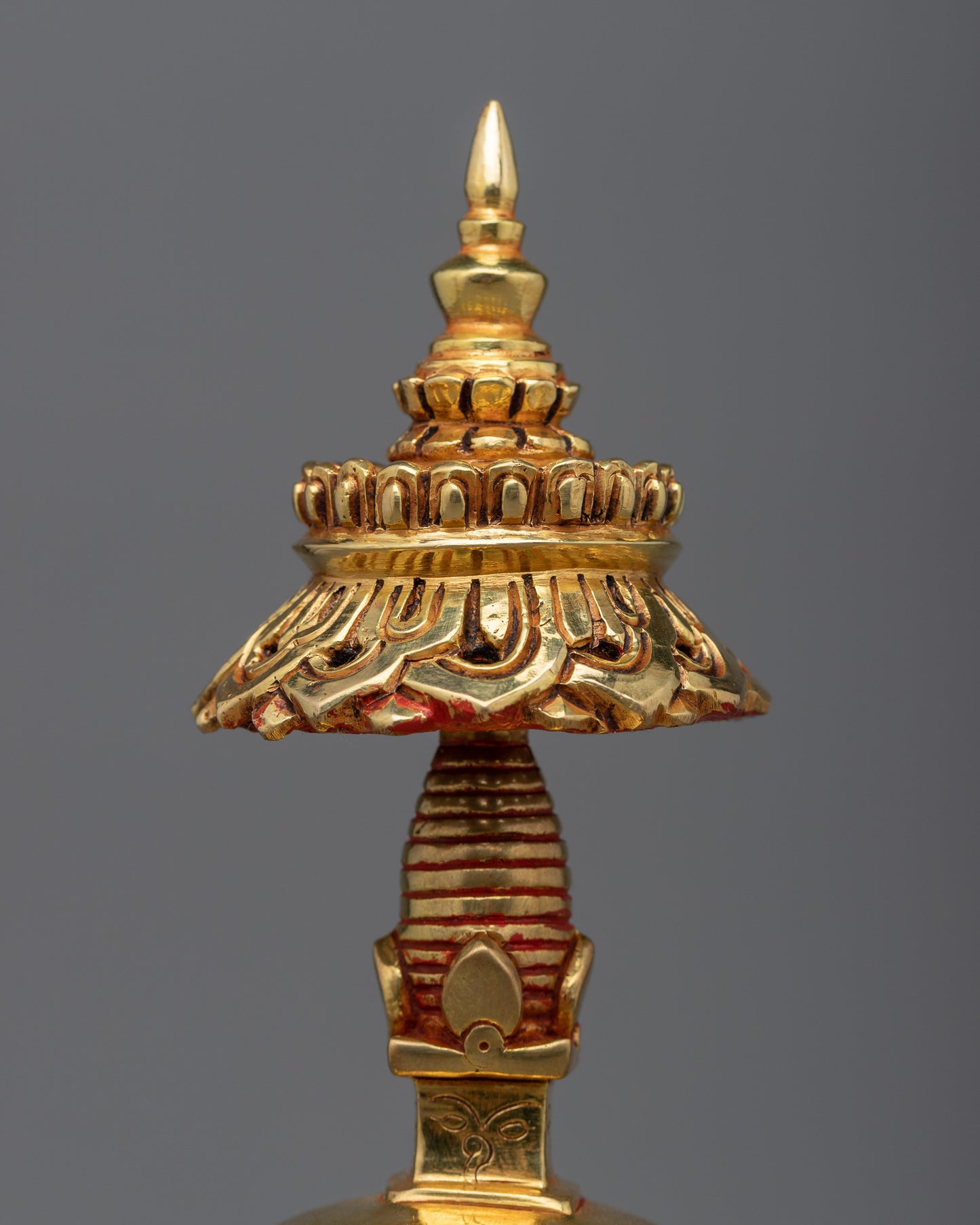 Handcrafted Copper Stupa with 24k Gold Plating | Exquisite Spiritual Décor for Meditation and Prayer