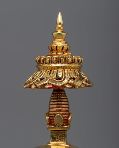 Handcrafted Copper Stupa with 24k Gold Plating | Exquisite Spiritual Décor for Meditation and Prayer