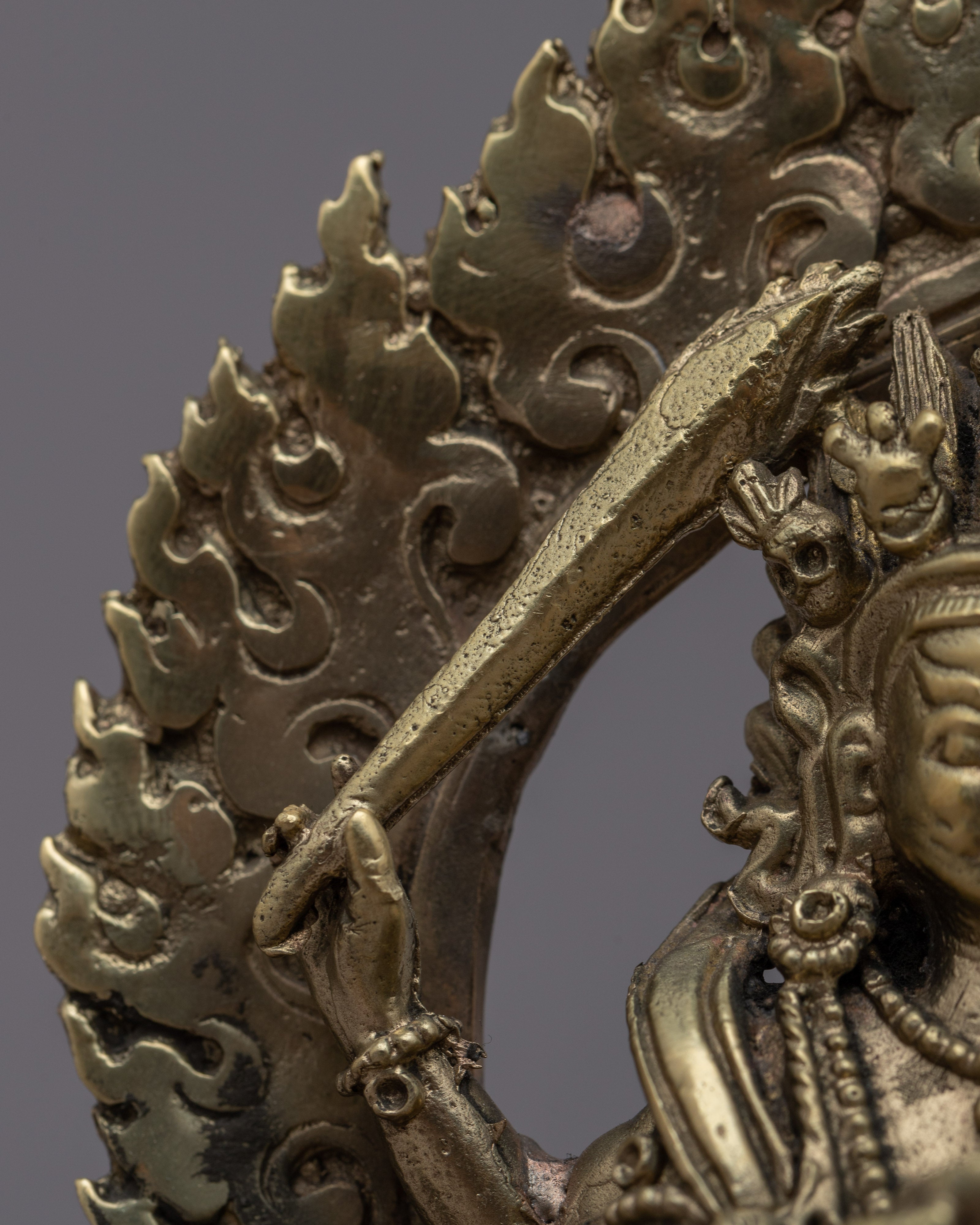 6-Armed Mahakala Statue | Handmade Brass Sculpture for Spiritual Protection