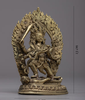 6-Armed Mahakala Statue | Handmade Brass Sculpture for Spiritual Protection
