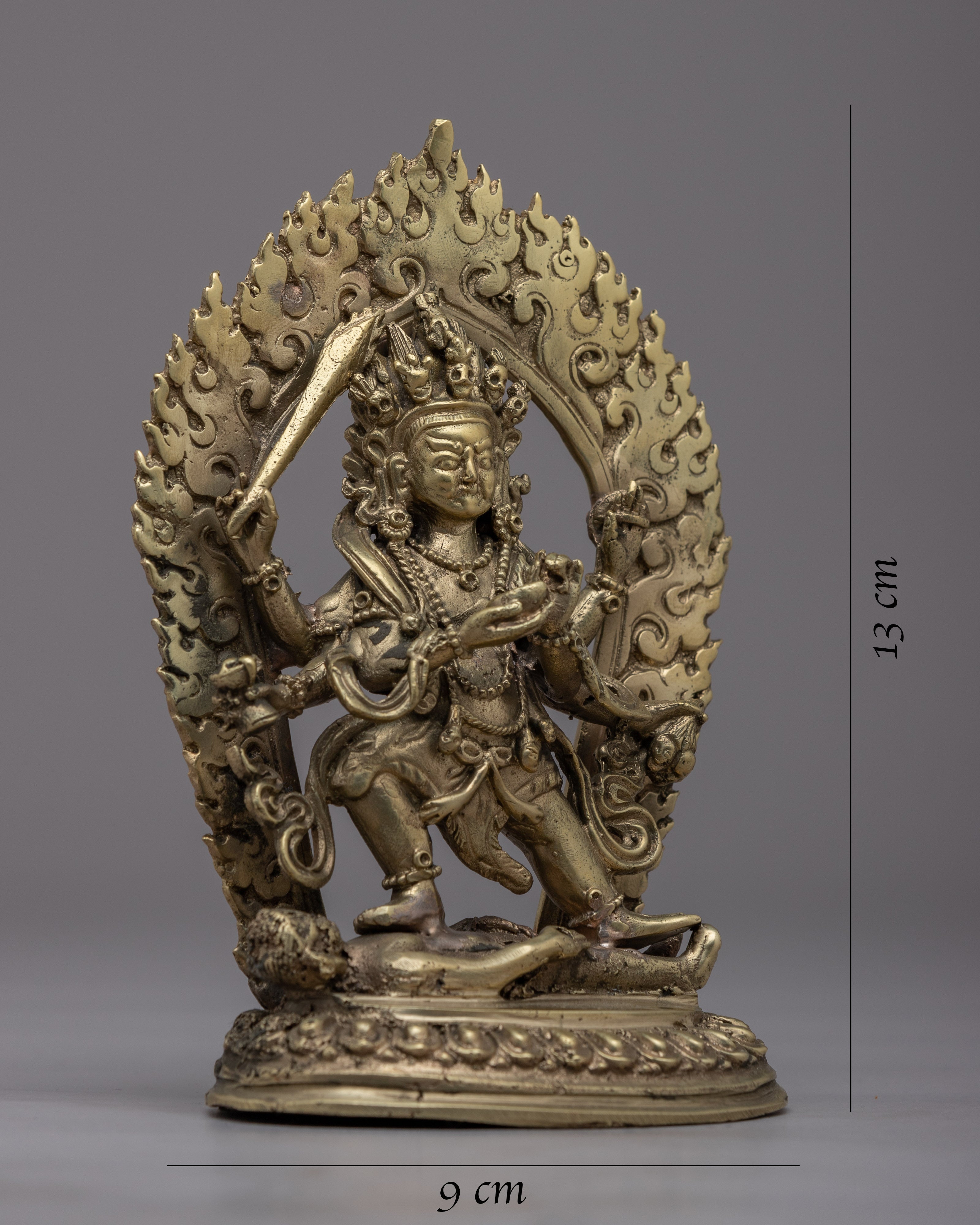6-Armed Mahakala Statue | Handmade Brass Sculpture for Spiritual Protection