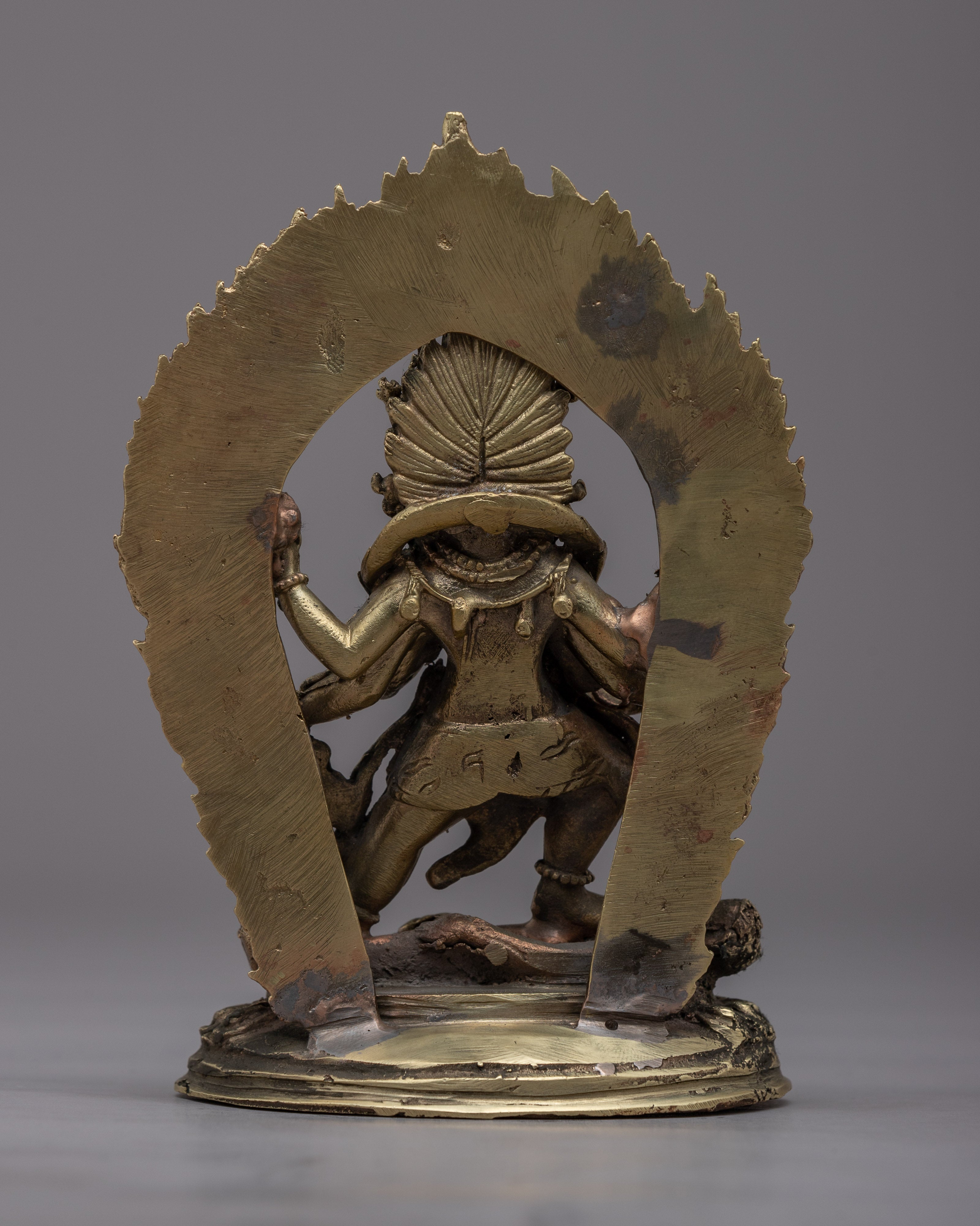 6-Armed Mahakala Statue | Handmade Brass Sculpture for Spiritual Protection