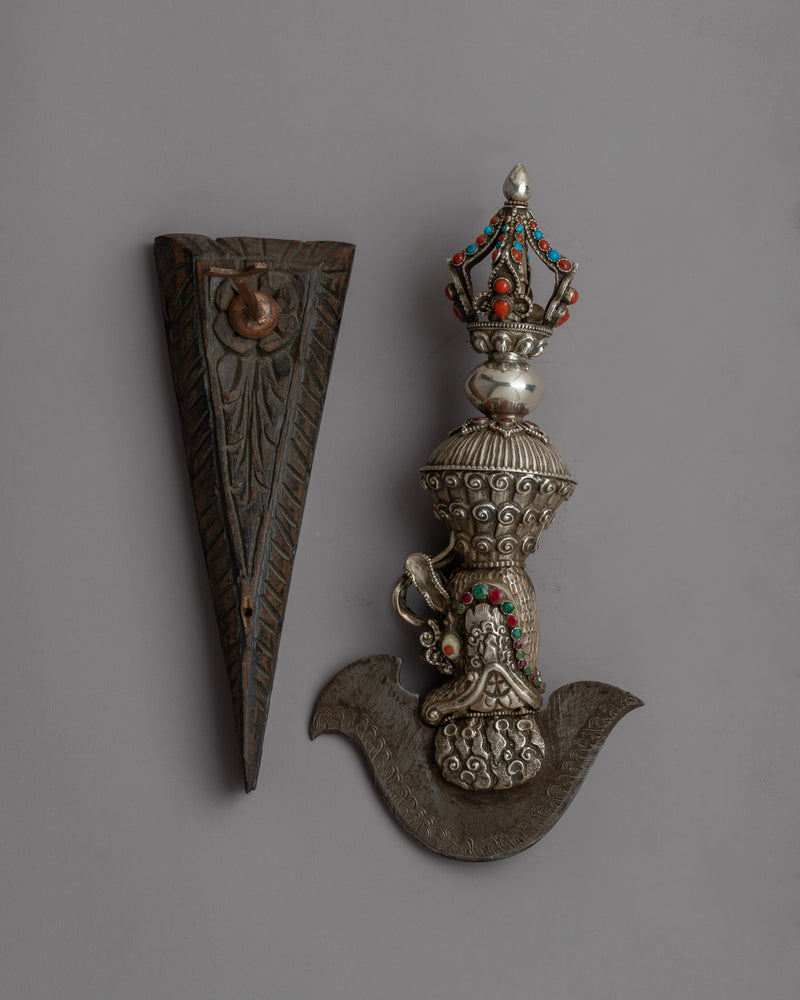 Handcrafted Silver Kartika Knife | Exquisite Artistry for Ritual Excellence