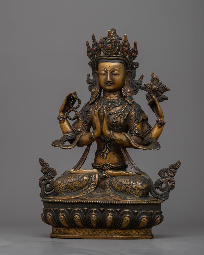 Handcrafted Chenresig Bodhisattva Statue | Embrace Serenity with this Beautiful Buddhist Sculpture