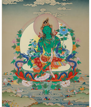 Jetsun Drolma (Green Tara) Thangka Print