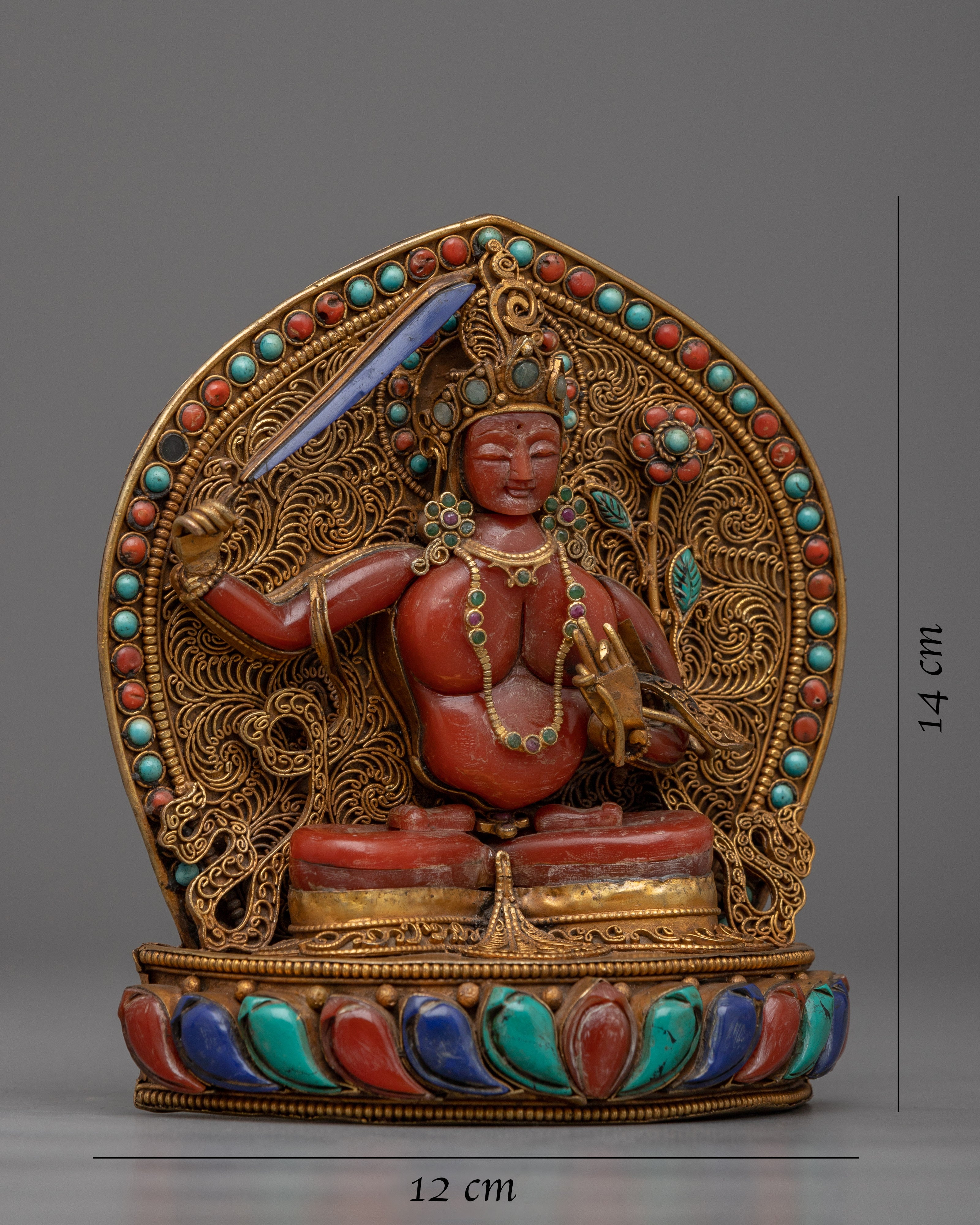 Manjushri Buddha Statue | Handcrafted and 24k Gold Plated