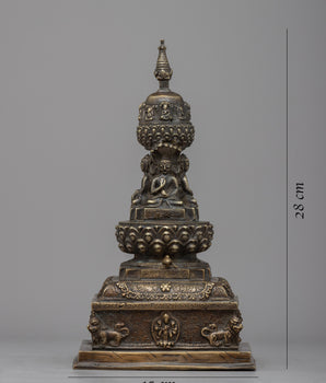 Tibetan Buddha Stupa | Carved Buddhist Shrine for Serenity