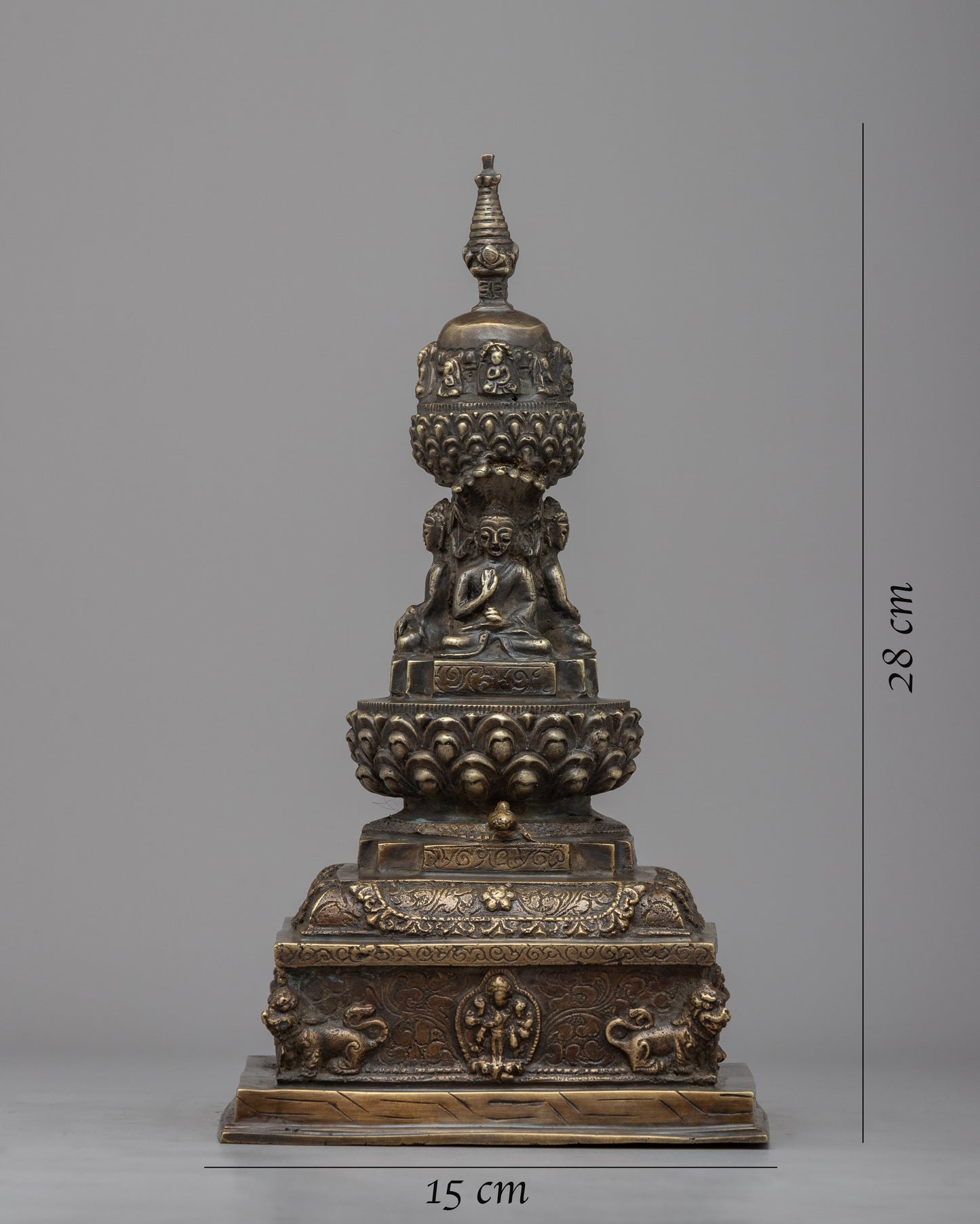 Tibetan Buddha Stupa | Carved Buddhist Shrine for Serenity