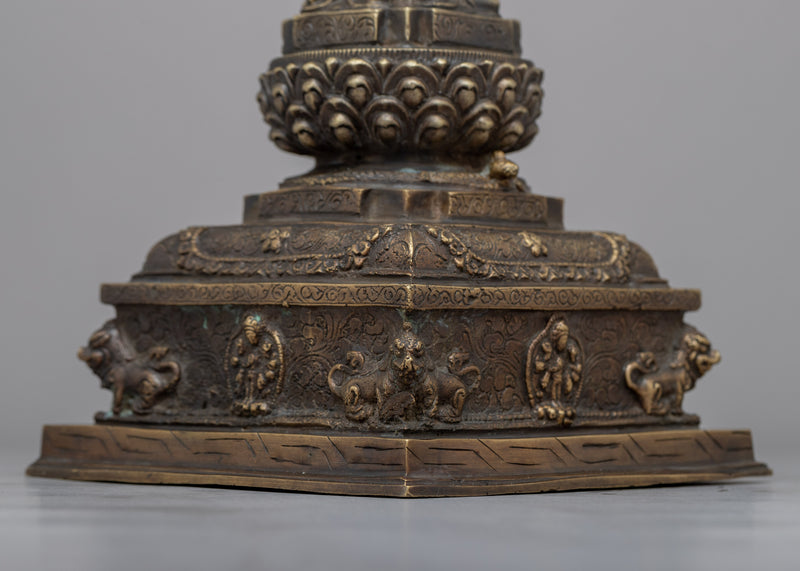 Tibetan Buddha Stupa | Carved Buddhist Shrine for Serenity