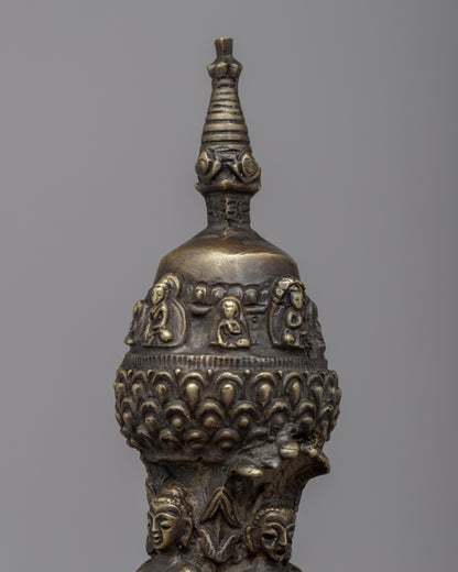 Tibetan Buddha Stupa | Carved Buddhist Shrine for Serenity