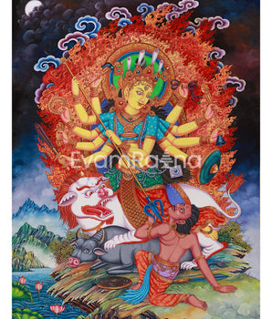 Hindu Goddess Bhagwati Digital Print