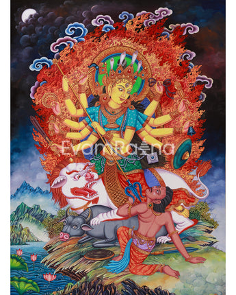 Hindu Goddess Bhagwati Digital Print