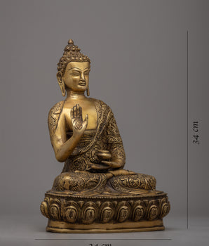 Amoghasiddhi Buddha Statue | Himalayan Brass Statuette