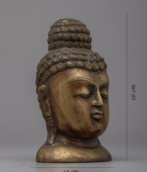 Handcrafted Brass Big Buddha Head | Exquisite Artwork for Serenity and Spiritual Decor