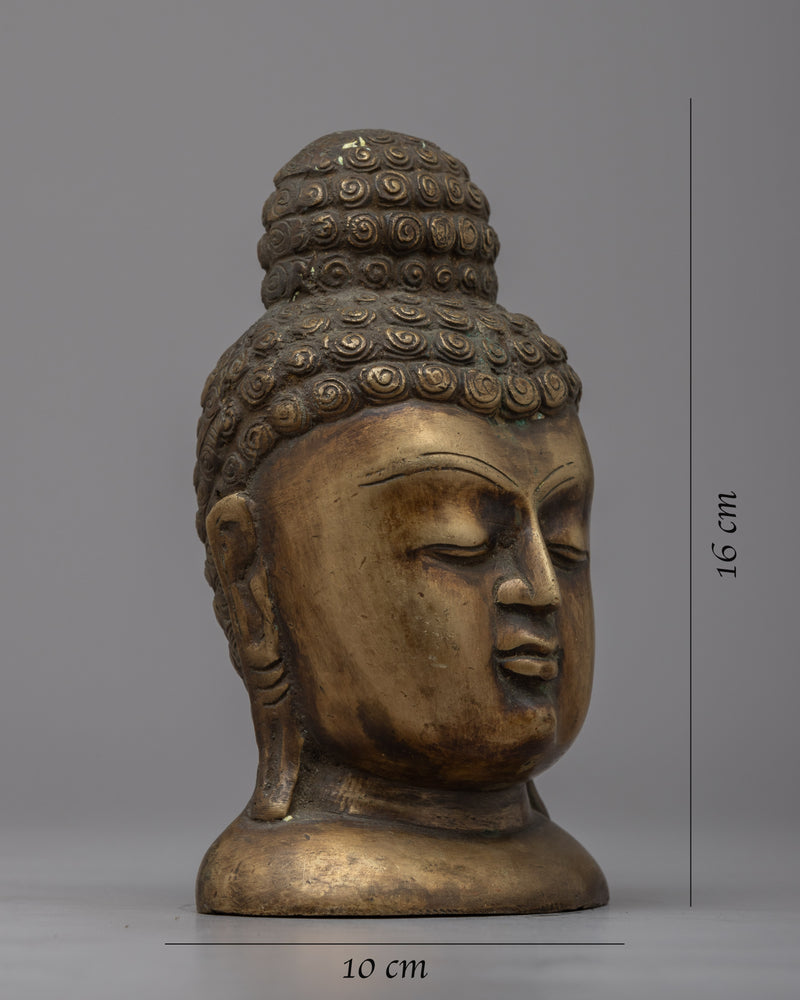 Handcrafted Brass Big Buddha Head | Exquisite Artwork for Serenity and Spiritual Decor