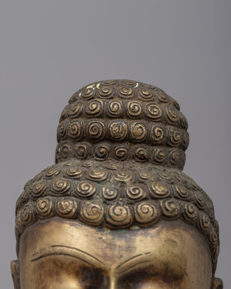 Handcrafted Brass Big Buddha Head | Exquisite Artwork for Serenity and Spiritual Decor