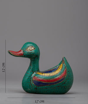 Handcrafted Duck Statue | Gemstone Masterpiece