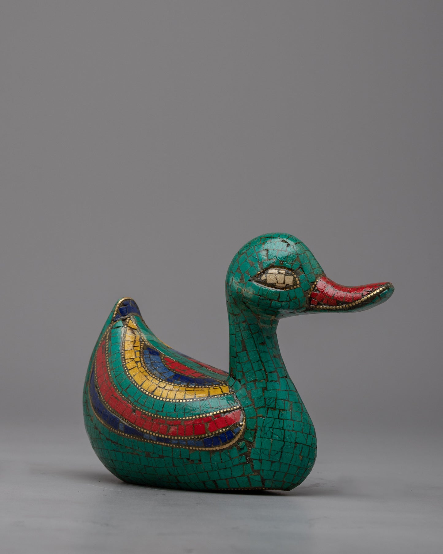 Handcrafted Duck Statue | Gemstone Masterpiece