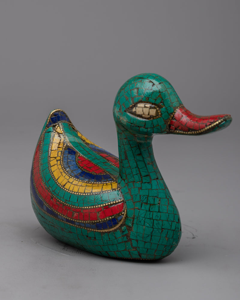 Handcrafted Duck Statue | Gemstone Masterpiece