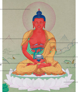 Amitabha Buddha, Small Thangka | Natural Stone Hues