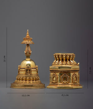 Tibetan Stupa Statue | Traditional Buddhist Stupa for Meditation & Spiritual Decor