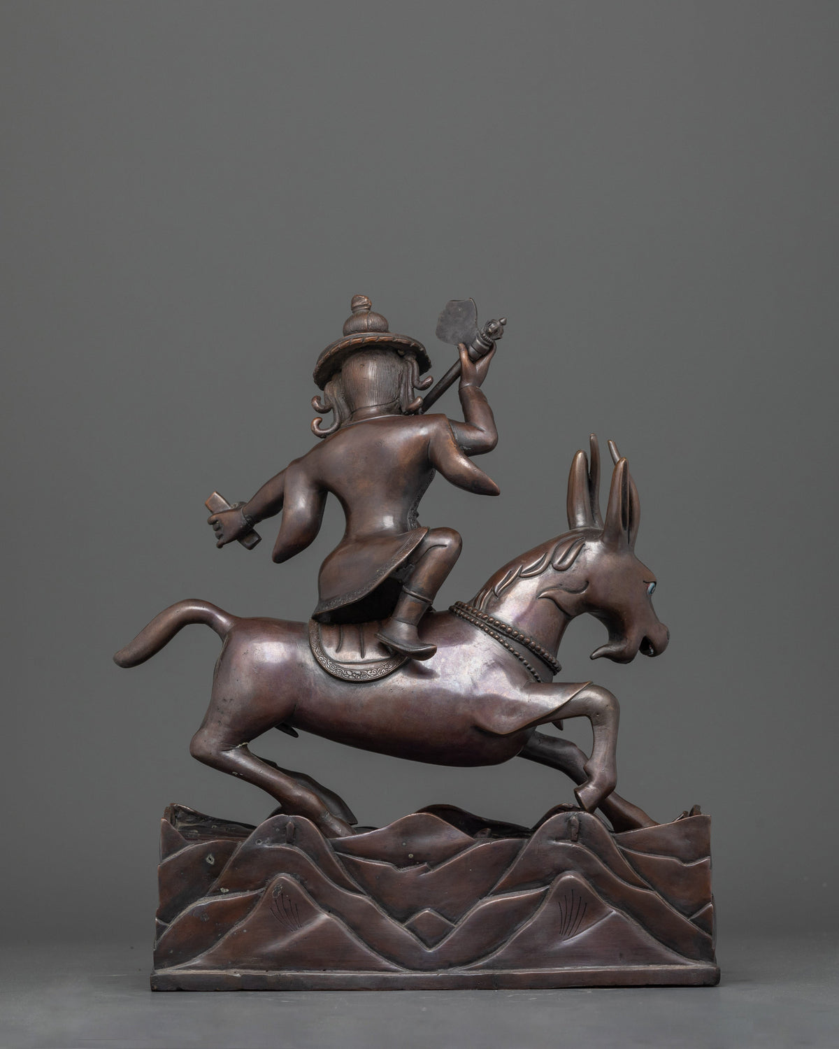 Damchen Garwa Nagpo Statue | Handcrafted Oxidized Copper Deity