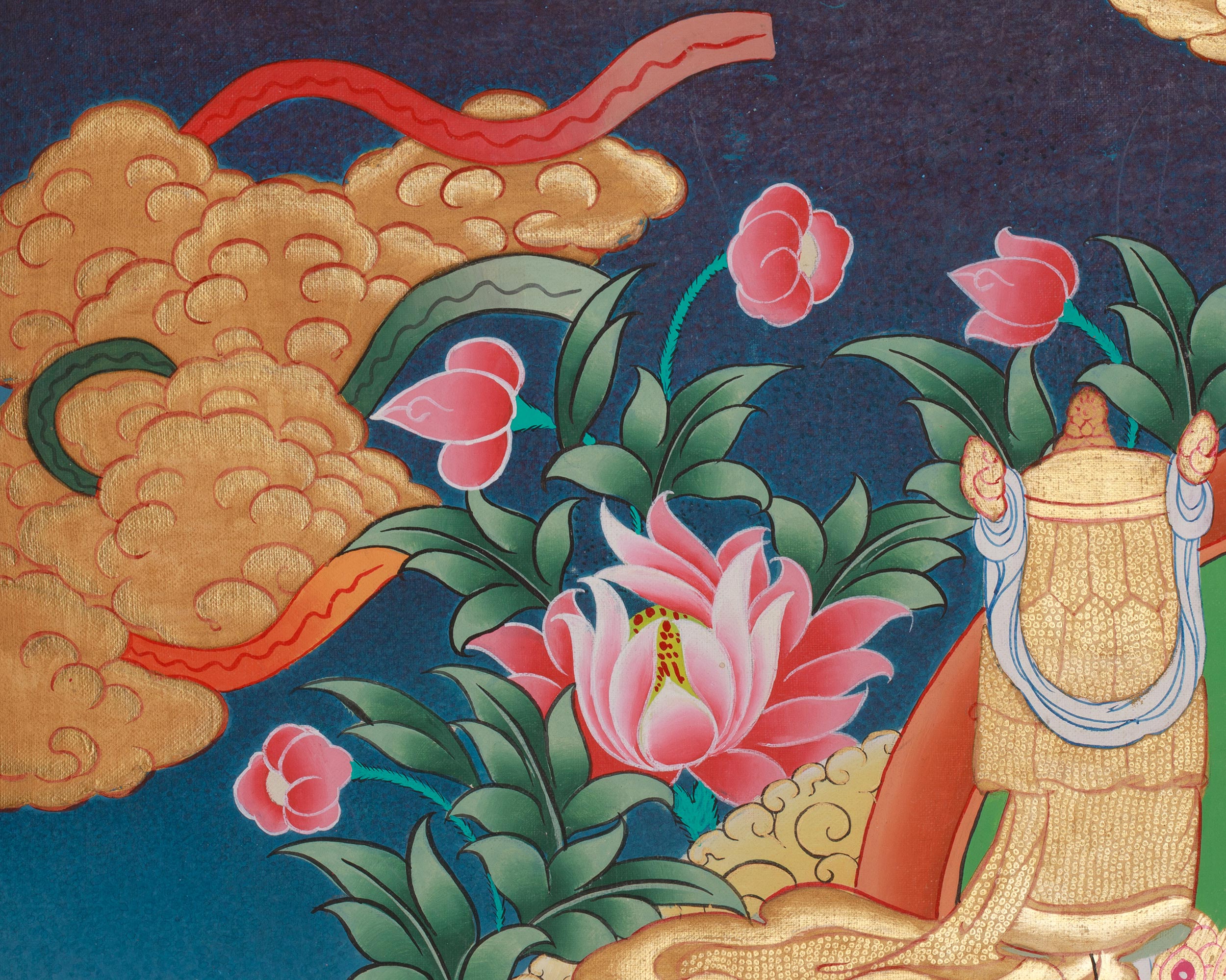 Traditional Thangka of Namtoshe | Deity of Wealth And Prosperity In Tibetan Buddhism