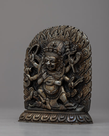 6-Armed Black Mahakala Statue | Embodying the Powerful Protector Deity