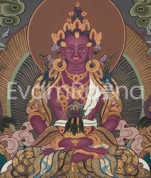 Amitayus Thangka Painting | Buddha of Infinite Life Wall Art