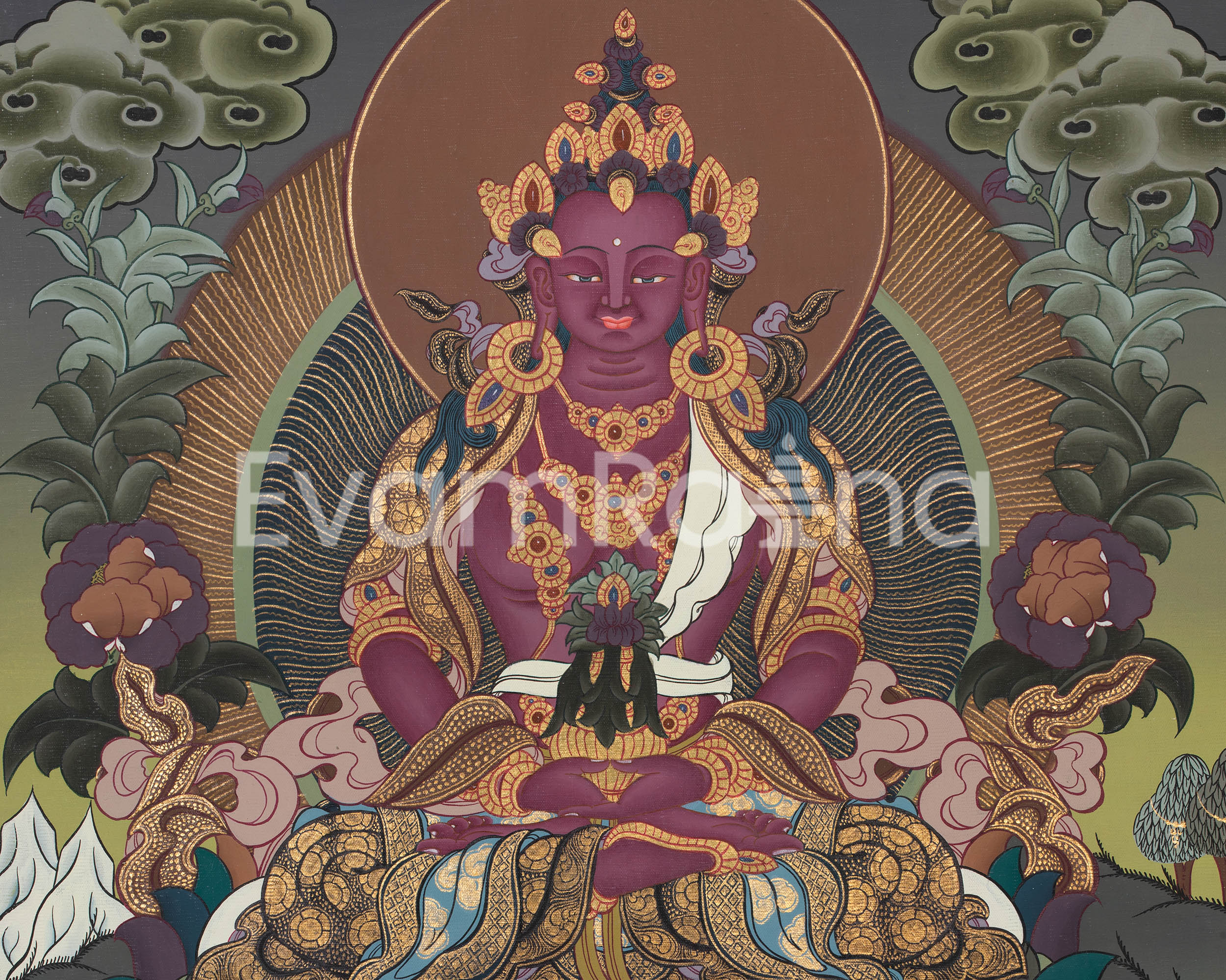 Amitayus Thangka Painting | Buddha of Infinite Life Wall Art
