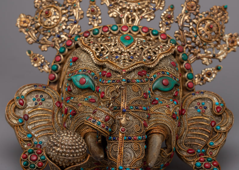 Handcrafted Copper Wall Hanging Ganesh Mask | Auspicious Wall Decor
