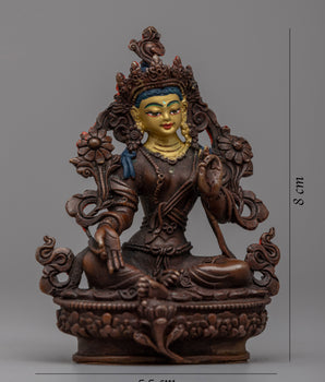 Discover Compassion with Our Small Green Tara Statue | Oxidized Copper Sculpture
