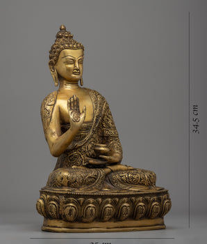 Brass Amoghasiddhi Buddha Statue | Traditionally Handcrafted Buddha Statue