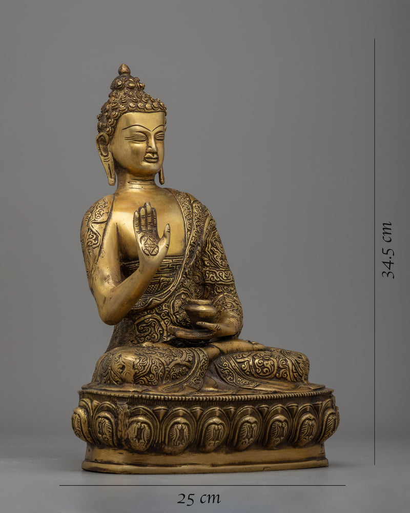 Brass Amoghasiddhi Buddha Statue | Traditionally Handcrafted Buddha Statue