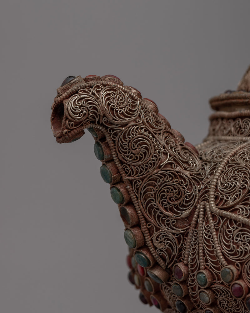 Tibetan Teapot with Intricate Detailing | A Blend of Art and Utility