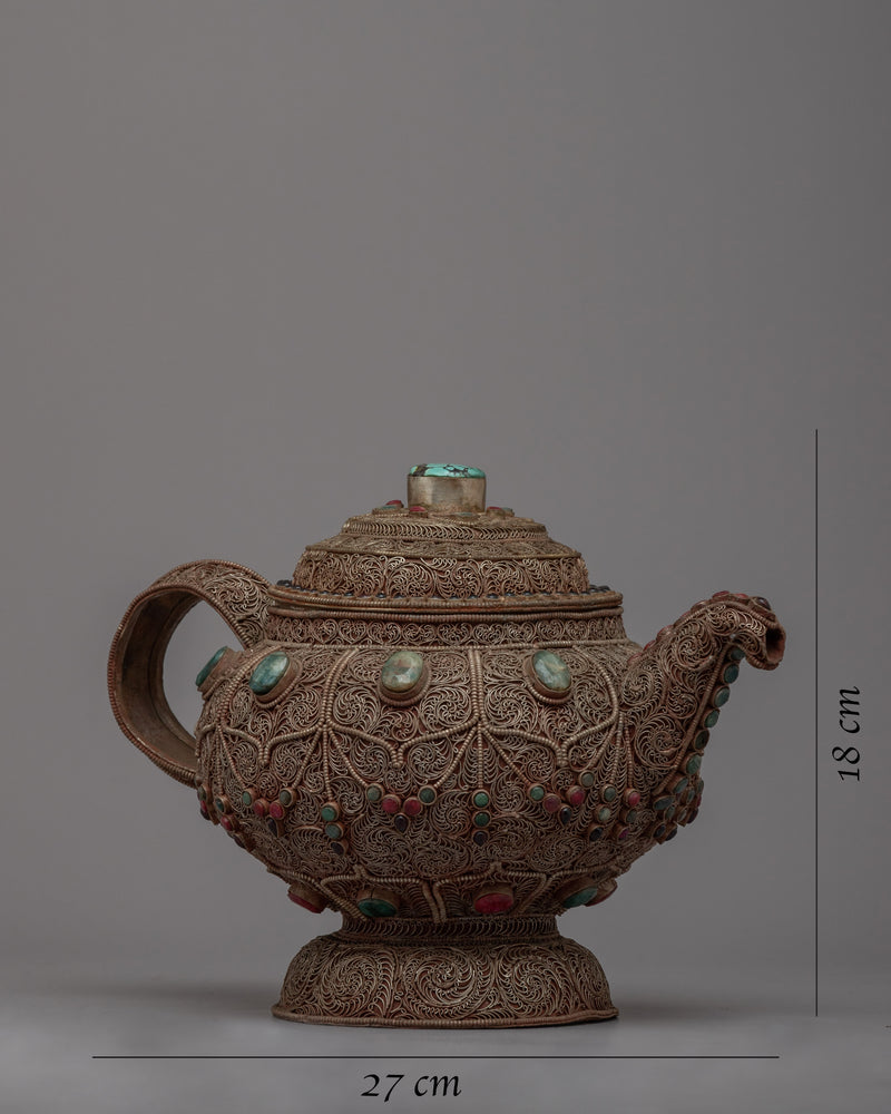 Tibetan Teapot with Intricate Detailing | A Blend of Art and Utility