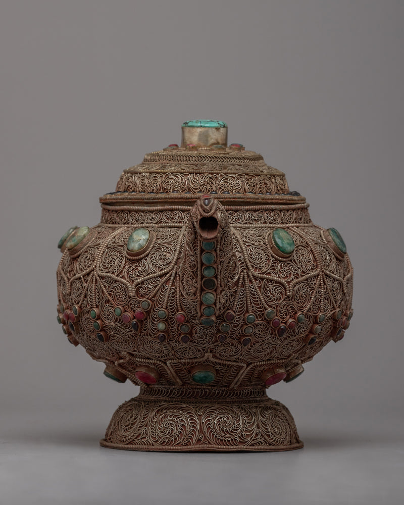 Tibetan Teapot with Intricate Detailing | A Blend of Art and Utility