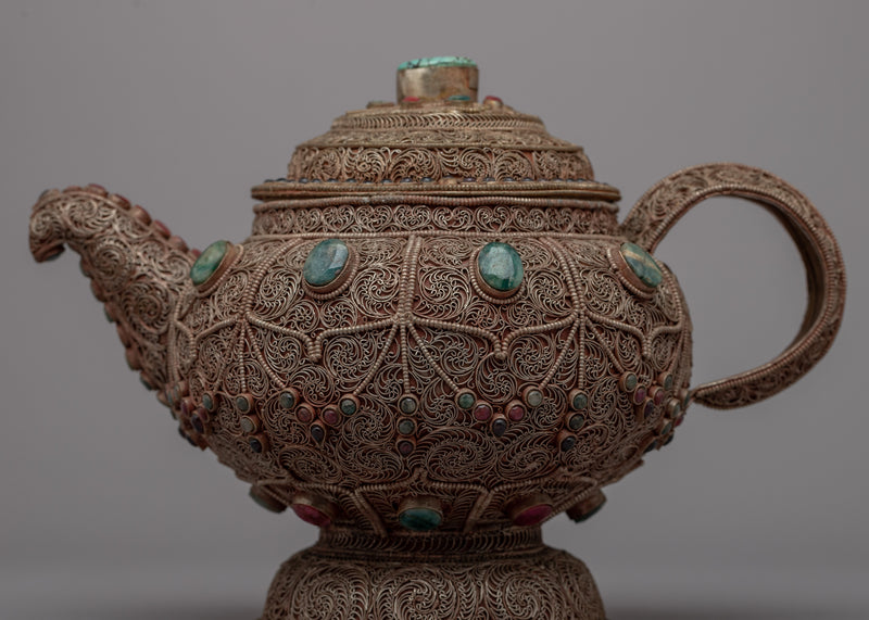 Tibetan Teapot with Intricate Detailing | A Blend of Art and Utility