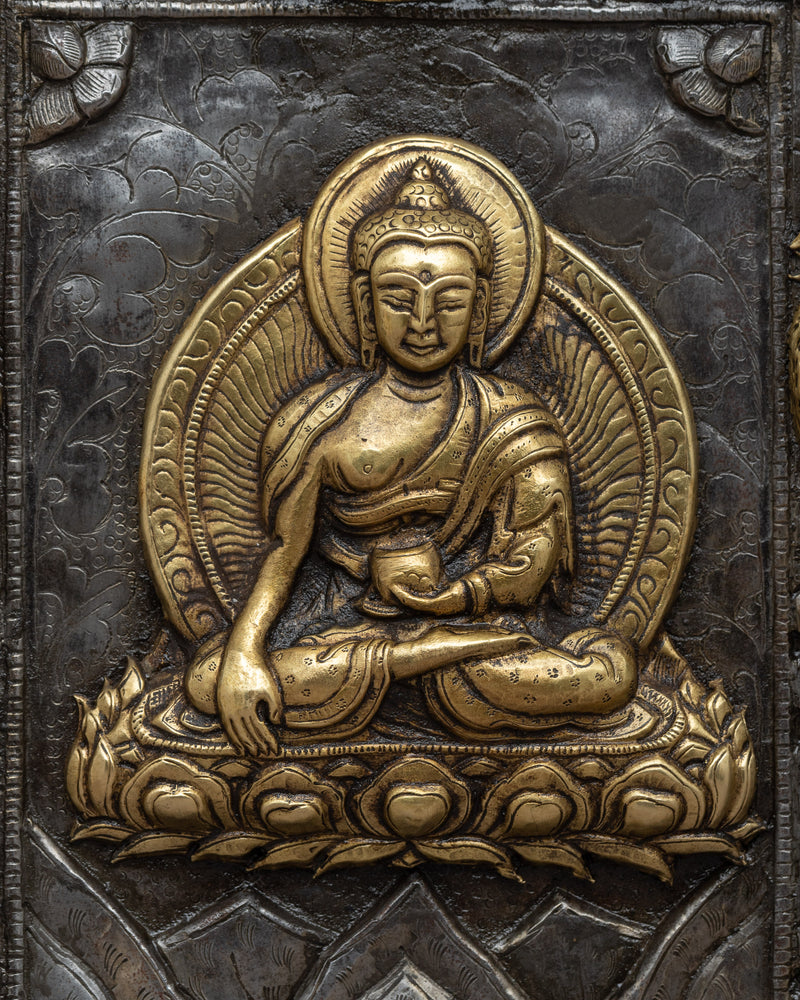 Metal Shakyamuni Buddha Calendar Thangka | Serene Meditation Artwork