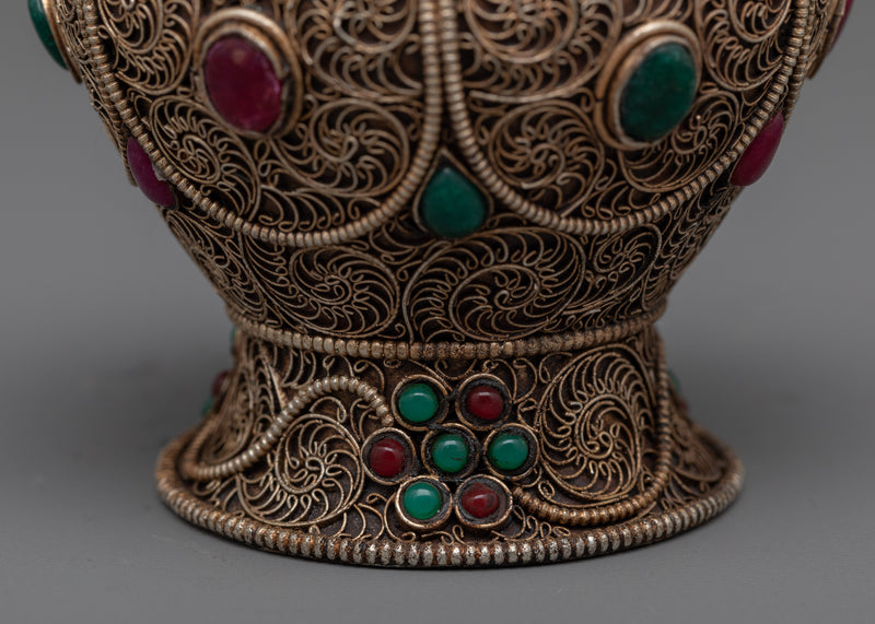 Dhupur Rice Bowl Pot with Lid | Beautiful Devotional Art for Worship