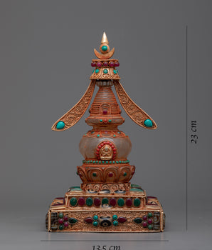 24k Gold Plated Brass Stupa | Devotional Piece for Sacred Offering