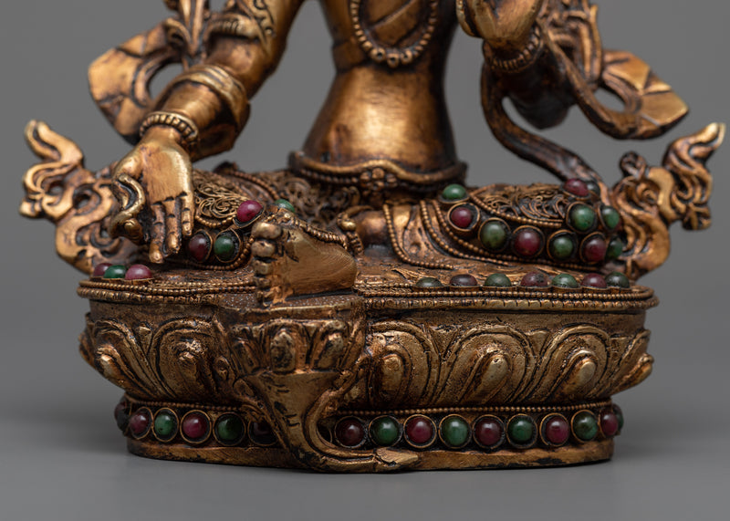 Copper Green Tara Statue | Divine Goddess for Healing and Empowerment