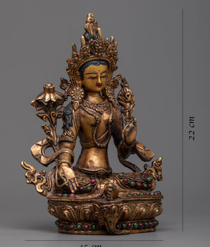 Copper Green Tara Statue | Divine Goddess for Healing and Empowerment