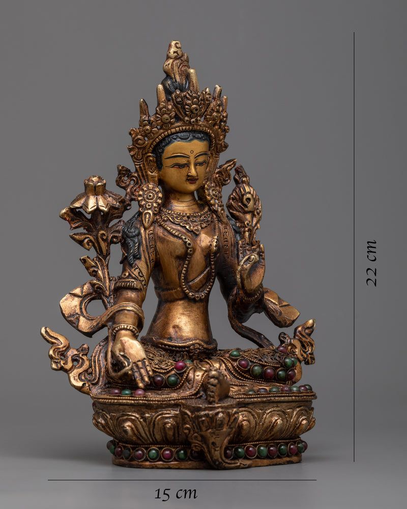 Copper Green Tara Statue | Divine Goddess for Healing and Empowerment