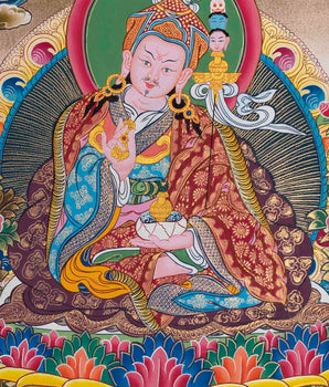 Beautifully Hand-Painted Guru Rinpoche Thangka | Tibetan Traditional Painting