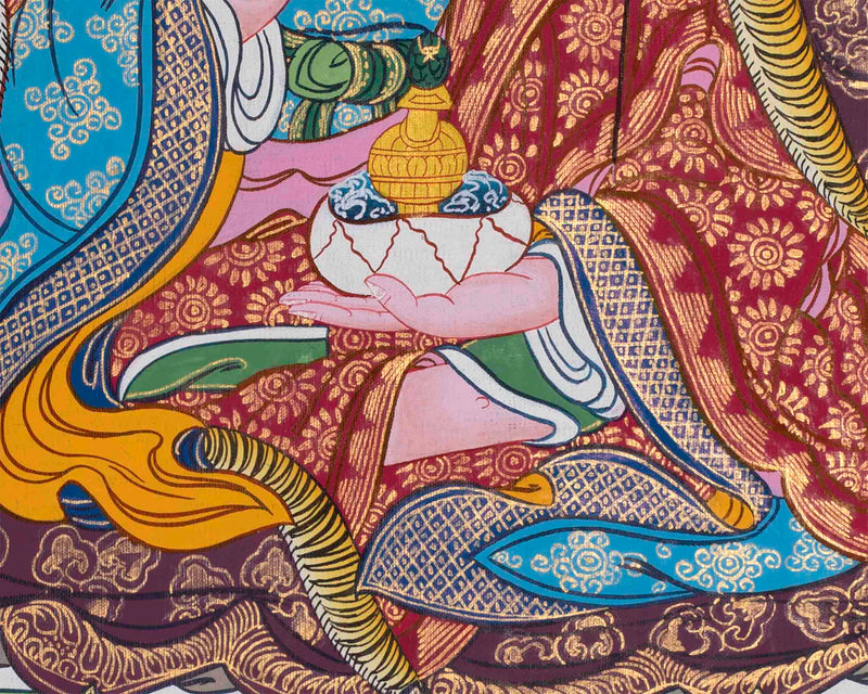 Beautifully Hand-Painted Guru Rinpoche Thangka | Tibetan Traditional Painting