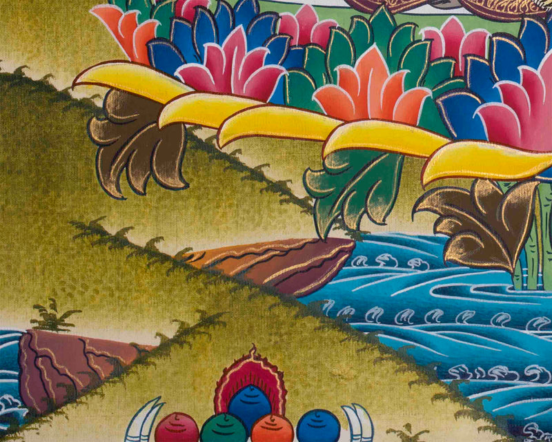 Beautifully Hand-Painted Guru Rinpoche Thangka | Tibetan Traditional Painting