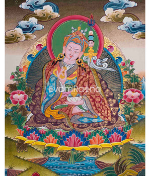 Beautifully Hand-Painted Guru Rinpoche Thangka